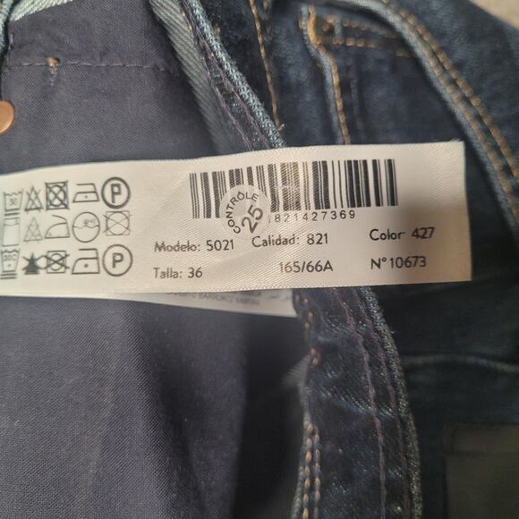 Massimo Dutti Shorts 4 Blue Denim High Rise Leather Pocket Button Fly Casual - Picture 6 of 9